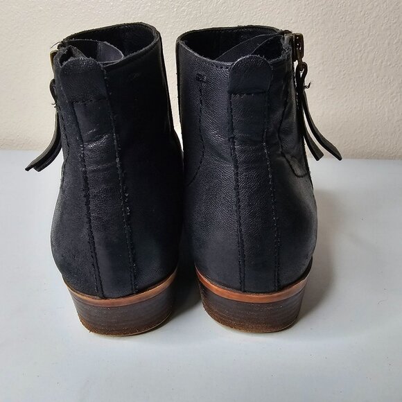 Lucky Brand Size 9 Black Leather Blandre Ankle Booties Boots Low Block Heel - Picture 7 of 10